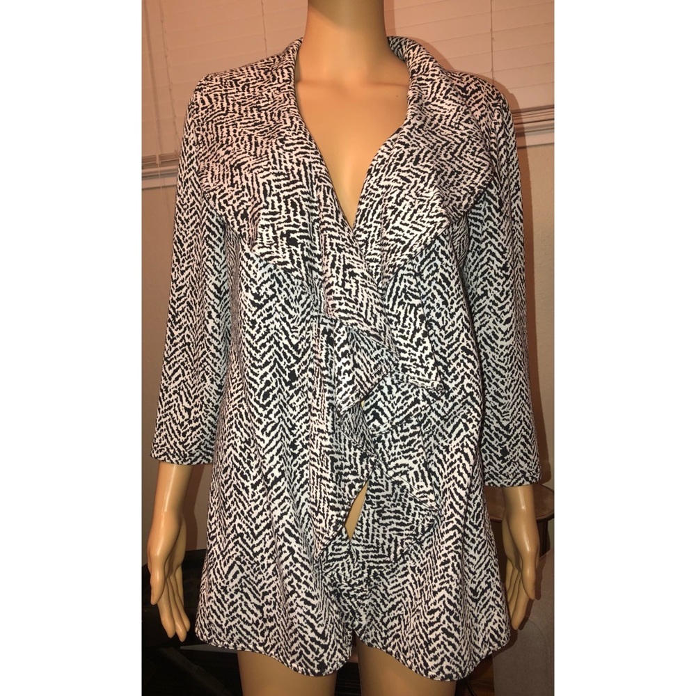 Calvin Klein Drape-Front Ruffle Cardigan - Picture 9 of 10